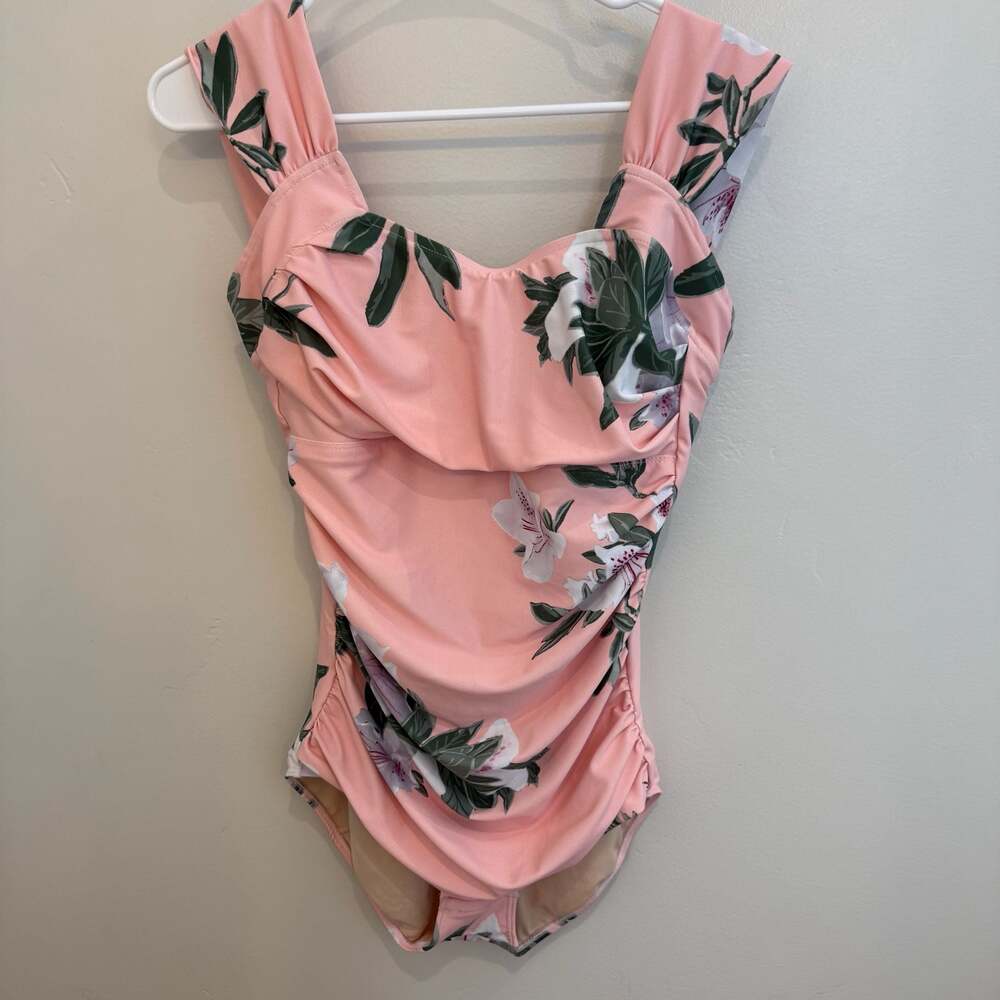 Albion women's pink floral one piece swim suit. Size medium